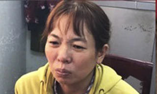 Bà Sương tại cơ quan công an.