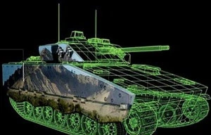 Mô hình xe tăng có khả năng ngụy trang do công ty BAE Systems thiết kế. (Nguồn: Telegraph)