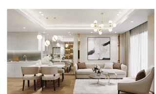 Nội thất bài trí tinh tế trong phòng khách căn 2PN