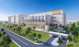 Tổng thống Pháp và Phó Chủ tịch nước bấm nút khởi công Nhà máy Vắc xin và Sinh phẩm VNVC