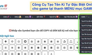 SYMBOLS.VN – Tạo tên kí tự đặc biệt với 1001 Icon biểu tượng cảm xúc