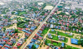 Khu vực trung tâm tỉnh Thái Nguyên đến trưa ngày 8/10 vẫn đang ngập sâu