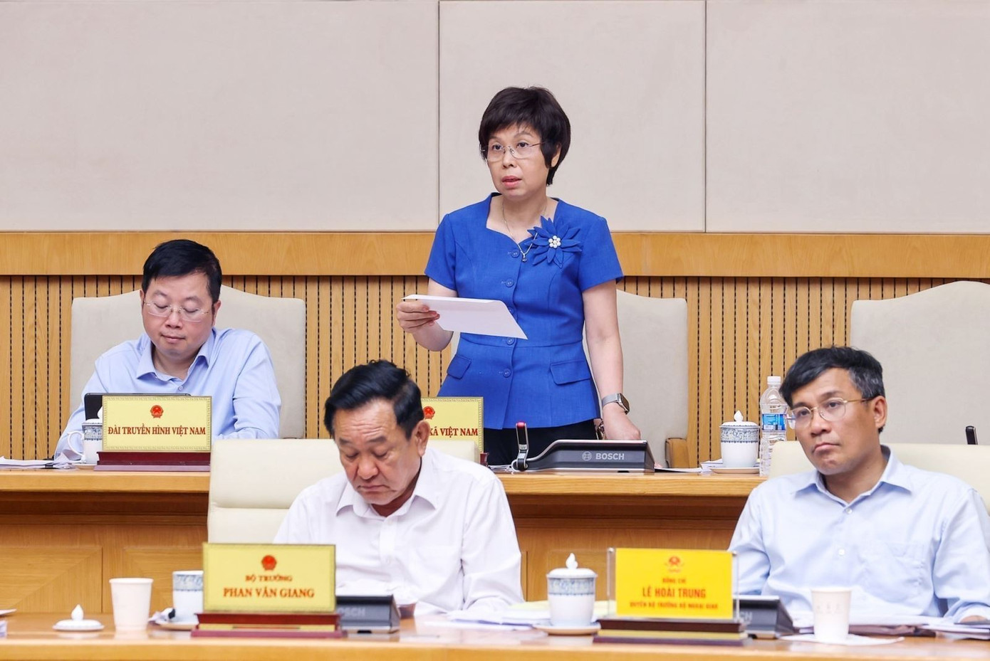 Tổng Giám đốc Thông tấn xã Việt Nam Vũ Việt Trang góp ý Dự thảo Luật Báo chí (sửa đổi). Ảnh: Dương Giang/TTXVN