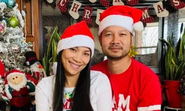 Ca sĩ Hồng Ngọc và chồng. 