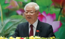 Tổng Bí thư, Chủ tịch nước, Bí thư Quân ủy Trung ương Nguyễn Phú Trọng phát biểu chỉ đạo Đại hội đại biểu Đảng bộ Quân đội lần thứ XI