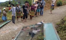 Hiện trường vụ tai nạn sập cổng trường. 