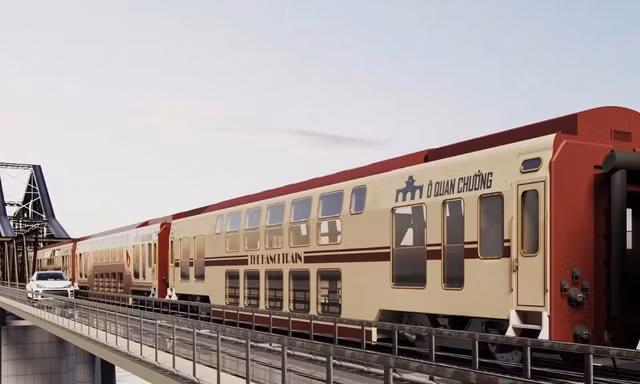 Hé lộ diện mạo đoàn tàu 2 tầng tham quan Hà Nội sắp vận hành