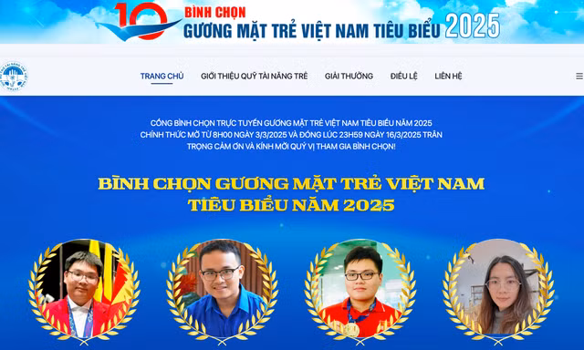 Mở cổng bình chọn trực tuyến đề cử Giải thưởng gương mặt trẻ Việt Nam tiêu biểu 2025
