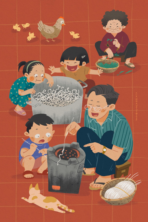 Bức tranh "Miến nướng".