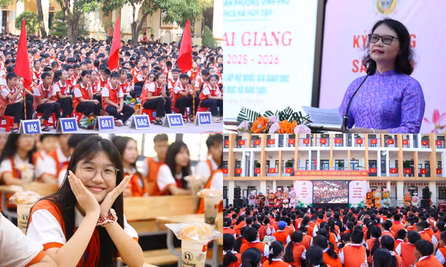 Nghệ An: Thầy cô cùng học sinh THCS Hà Huy Tập hân hoan chào đón năm học mới