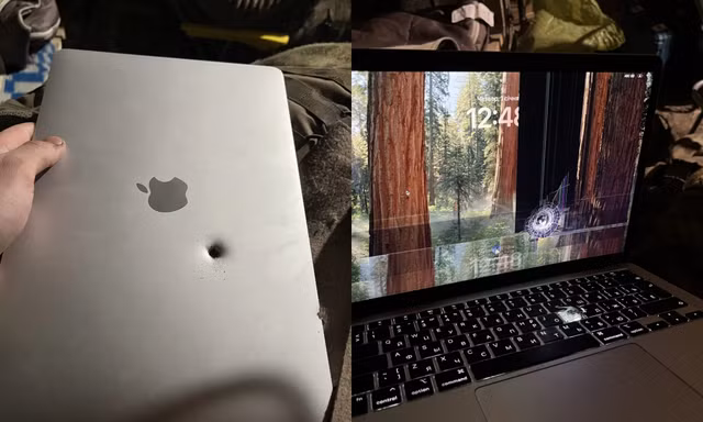 MacBook Air M1 “trúng đạn”: Bị hư hỏng nặng nhưng vẫn hoạt động một cách khó tin