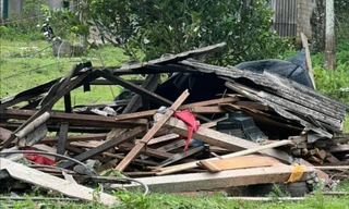 Nhiều nhà dân bị đổ sập và tốc mái