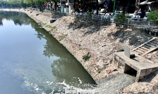 Sau một thời gian ‘hồi sinh’, nước sông Tô Lịch lại chuyển màu đen 