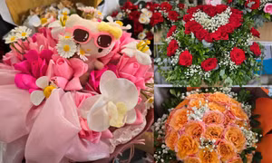 Rực rỡ thị trường hoa 20/10, phụ kiện thú bông dễ thương cho giỏ hoa thêm xinh