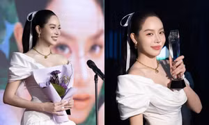 Hoa hậu Thanh Thủy đeo trang sức xa xỉ, nhận giải thưởng Pretty Lady of the Year