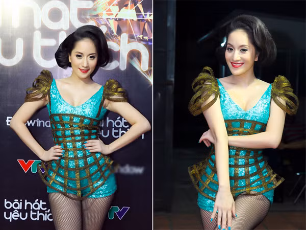 Khánh Thi mặc tất lưới khoe chân thon