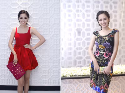 Mai Phương Thúy thay hai váy trong một buổi tiệc