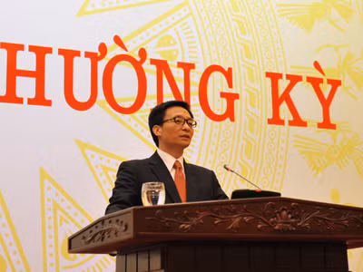 Bộ trưởng, Chủ nhiệm VPCP Vũ Đức Đam tại buổi họp báo Ảnh: Công Khanh