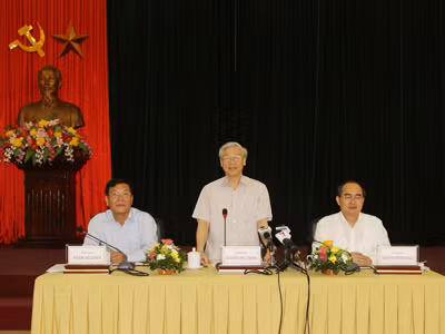 Tổng Bí thư Nguyễn Phú Trọng phát biểu tại buổi làm việc với Bộ GD&ĐT Ảnh: TTXVN