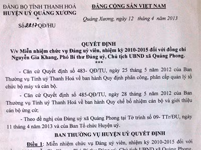 Miễn nhiệm chủ tịch xã 'tòm tem' cấp dưới