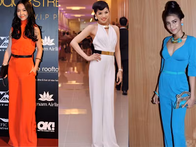 Sao khoe chân dài miên man với jumpsuit suông