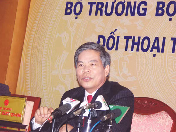 Bộ trưởng TN&MT Nguyễn Minh Quang tại buổi giao lưu Ảnh: N.T