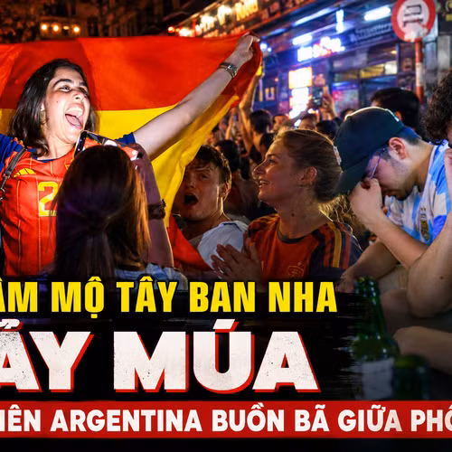 Người hâm mộ Tây Ban Nha nhảy múa, cổ động viên Argentina buồn bã giữa phố cổ Hà Nội