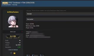 ShinyHunters rao bán dữ liệu AT&T với giá 200.000 USD. Ảnh: The Conversation.