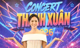 Hoa hậu Hà Trúc Linh rạng rỡ tại họp báo concert Thanh Xuân