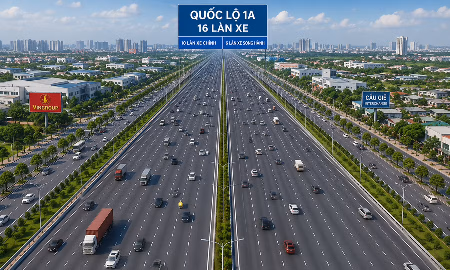 Hà Nội khởi công mở rộng quốc lộ 1A đoạn Vành đai 1 - Cầu Giẽ lên 16 làn xe