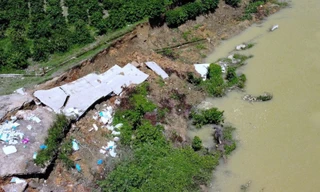 Sạt lở 'xóa sổ' hàng trăm mét đường, đất sản xuất dọc sông Krông Nô