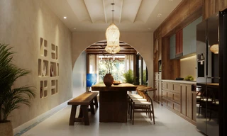 Nhà phố 4 tầng đưa phòng khách và bếp ăn lên tầng cao để tạo sự thoải mái 