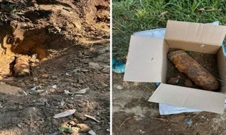 Đạn pháo được đào lên và xử lý an toàn.