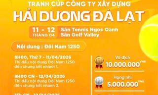 Giải quần vợt Tennis Lâm Đồng ngày 11-12/4 gây quỹ tiếp sức học sinh nghèo đến trường