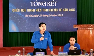 Anh Hà Đức Hải, Bí thư Tỉnh Đoàn Lào Cai phát biểu tại chương trình.