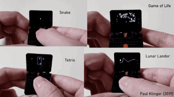 ThinkTiny có thể chơi được các tựa game huyền thoại như rắn săn mồi, xếp gạch, Game of Life và cả Lunar Landing.