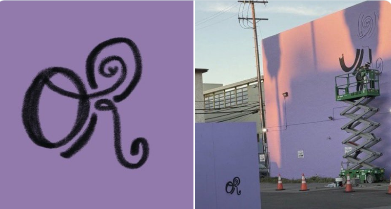 Tâm điểm của sự chú ý là bức tường lớn trên đường Melrose Avenue, Los Angeles.