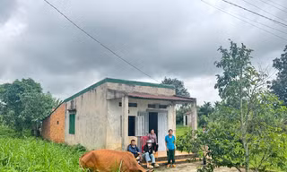 Người dân phấn khởi khi được trao bò giống để phát triển sinh kế.