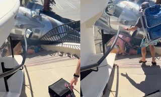 Trực thăng bị tai nạn rơi xuống bãi biển đông người