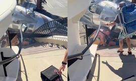 Trực thăng bị tai nạn rơi xuống bãi biển đông người