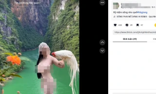 Nữ du khách tung loạt ảnh gợi dục phản cảm ở dốc Thẩm Mã, sông Nho Quế