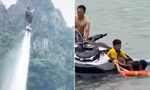 Biểu diễn flyboard tại hồ núi Lớ Ninh Bình với người chơi bay trên mặt nước