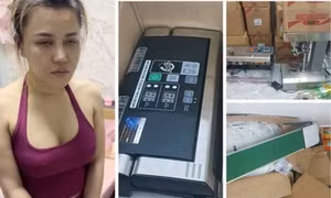 Hoài DJ và tang vật vụ án.