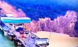 Hiện trường sạt lở đất đá vừa xảy ra tại vai trái hạ lưu thủy điện Hương Điền.