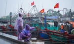Bộ đội dầm mưa neo lại tàu cá cho ngư dân trước giờ bão số 3 đổ bộ