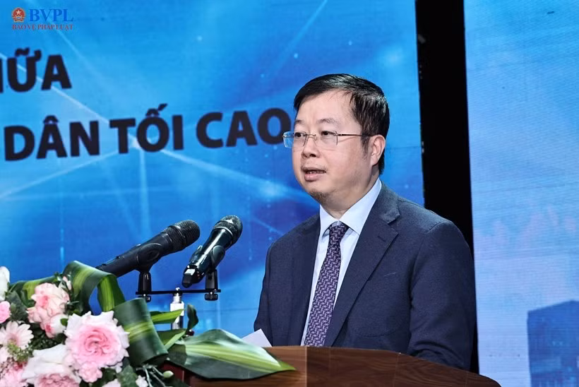 Đồng chí Nguyễn Thanh Lâm, Ủy viên Trung ương Đảng, Phó Trưởng Ban Tuyên giáo và Dân vận Trung ương, Bí thư Đảng ủy, Tổng Giám đốc Đài Truyền hình Việt Nam phát biểu chỉ đạo tại hội nghị sơ kết 01 năm phối hợp sản xuất, phát sóng Chương trình Hồ sơ Công tố - Kiểm sát và Lễ ký kết hợp tác truyền thông giai đoạn 2027-2030. .