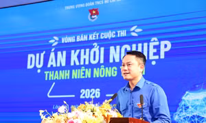Anh Nguyễn Kim Quy, Bí thư Trung ương Đoàn, Phó Chủ tịch Thường trực Trung ương Hội LHTN Việt Nam phát biểu tại chương trình.
