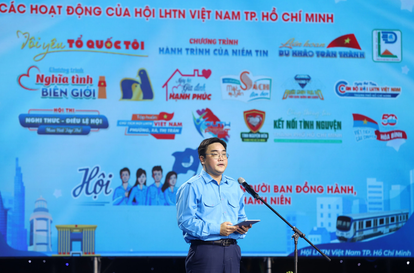 Anh Ngô Minh Hải phát biểu ôn truyền thống Hội LHTN Việt Nam, truyền thống Thanh niên công nhân TPHCM. Ảnh: Ngô Tùng img-4315.jpg