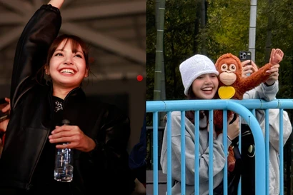 Lisa khoe hình gặp khỉ Punch "cưng xỉu", xinh yêu tại set diễn của Bad Bunny