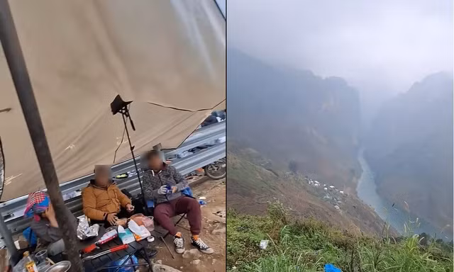 Phản cảm cảnh dựng lều bạt, mở tiệc ăn uống ở đèo Mã Pì Lèng 